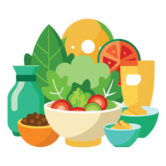 Salad food  set isolated on white background