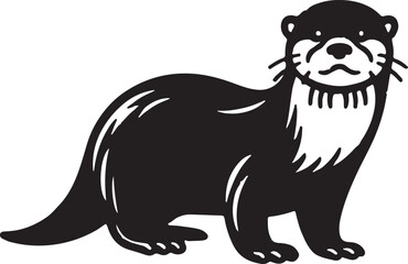 Otter Black Silhouette Vector, Playful River Animal Clipart & Wildlife Design