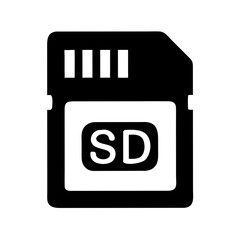 SD Card with Label Icon Representing Media Storage, Data Backup, and Digital Memory