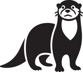Obraz premium Otter Black Silhouette Vector, Playful River Animal Clipart & Wildlife Design