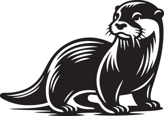 Fototapeta premium Otter Black Silhouette Vector, Playful River Animal Clipart & Wildlife Design