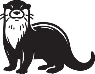 Obraz premium Otter Black Silhouette Vector, Playful River Animal Clipart & Wildlife Design