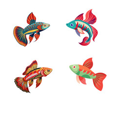 set of colorful fish
