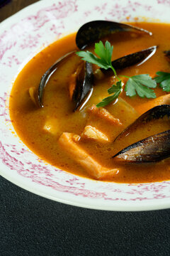 fish soup in a bowl