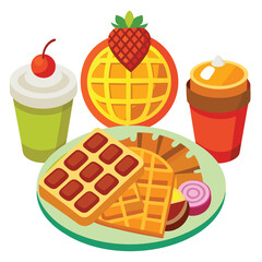 Waffles food isolated on white background