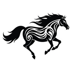 Fototapeta premium Running Horse Silhouette vector clipart 