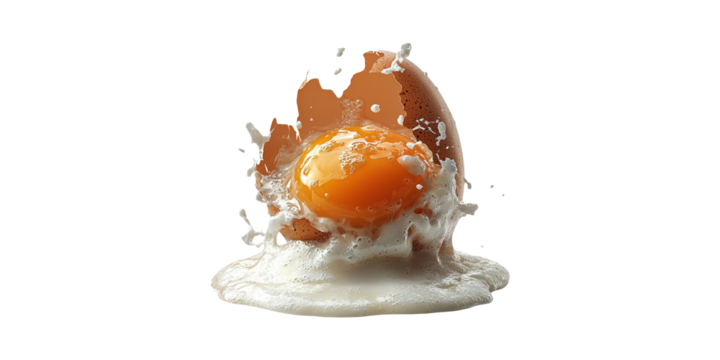 Cracked Egg With Splashing Yolk And. Symbolizes Freshness And Culinary Creativity Isolated On Transparent Background
