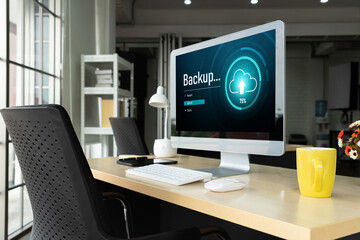 Backup Storage Data Internet Technology Business concept. Database storage cloud technology file...