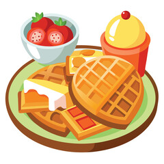 Waffles food isolated on white background
