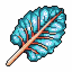 Obraz premium Pixel art leaf with blue and red veins