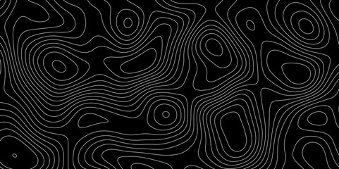 Abstract topographic map contour, white background. The black on white contours topography stylized relief diagram line wave carve pattern background.