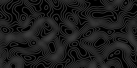 Obraz premium Abstract topographic map contour, white background. The black on white contours topography stylized relief diagram line wave carve pattern background.