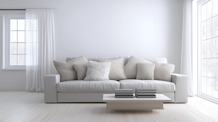 Cozy living room setup with light colors and soft textures for relaxation