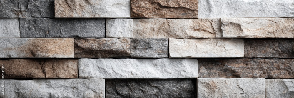 Poster Stone Cladding Tiles Arranged in a Neutral Layout With a Clear Zone on the Right Side for Versatile Design Applications