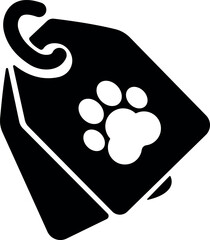 Pet ID tag vector icon with paw-print labels
