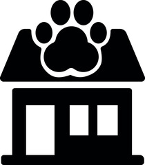 Pet shop storefront vector icon with paw-print signage