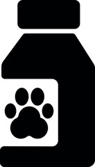 Pet medication bottle vector icon with paw-print label