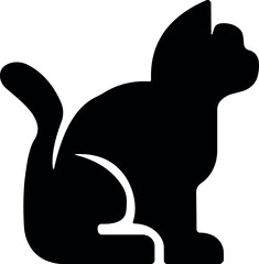 Solid cat silhouette vector icon—feline pet graphic