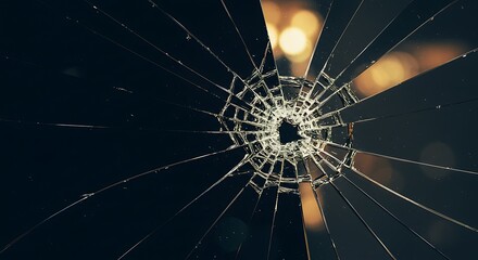 Shattered Dreams A Close-Up of Broken Glass and its Intricate Fracture Patterns