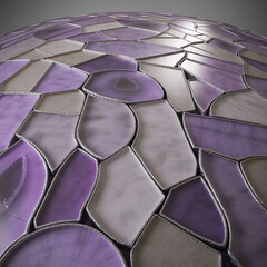 Fototapeta premium Abstract Purple and Gray Geometric Pattern on a Spherical Surface