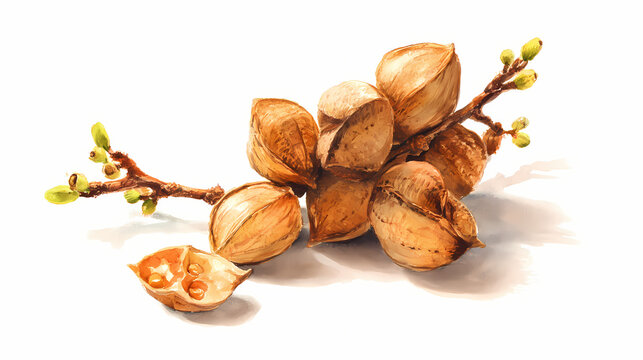 Charoli Seeds (Chironji) &ndash; Close-Up of Dried Nuts on White Background