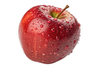 red apple with water drops