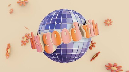 Summer 3D horizontal backgrounds falling flower sparse daisy hippie disco ball infographic good vibes trendy retro vintage vibe cool groovy doodle cartoon loop animation poster club rave relax sun - Powered by Adobe