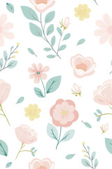 Blumen nahtlos muster floral vektor pastell rosa, seamless pattern