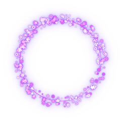 Purple, glittering flowers' wreath. 3d rendering.