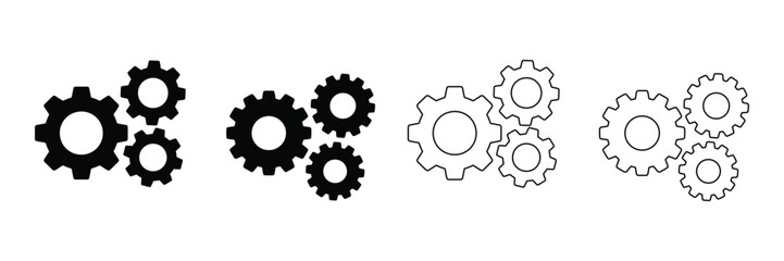 Collection of gear icon vector isolated on white background 