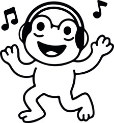 Funny cartoon zombie android and happy characters in cute comic style illustration