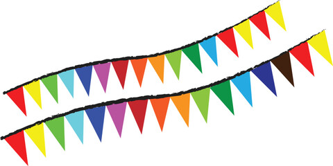 Obraz premium colorful triangle flaglets for fiesta isolated on white background.