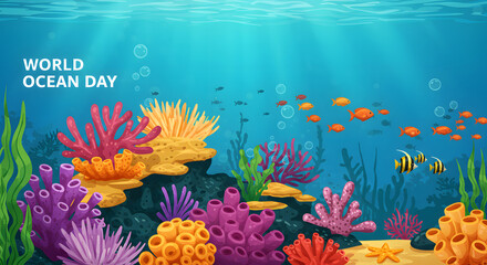 Vibrant Underwater World Celebrating World Ocean Day