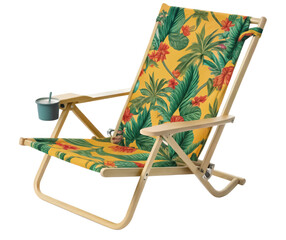 Beach chair with cupholder PNG summer chair PNG folding chair PNG drink holder chair PNG transparent background image