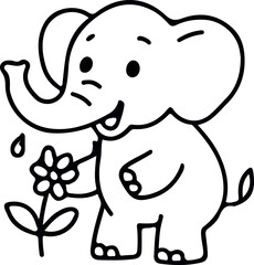 Cute baby elephant cartoon vector illustration with fun safari wildlife design