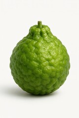 AI Generated image of Fresh green bergamot fruit isolated on white background, a vibrant citrus with a textured peel, perfect for healthy eating and culinary creations