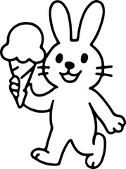 Cute cartoon rabbit holding a carrot happy Easter illustration
