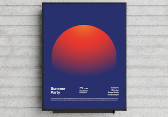 Summer Party Poster Template with Abstract Gradient Sunset
