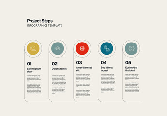 Timeline Infographic Template Horizontal 5 Menu Options with Icons