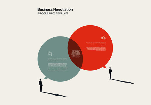 Business Negotiation Infographic Template with Two Businessman Illustration