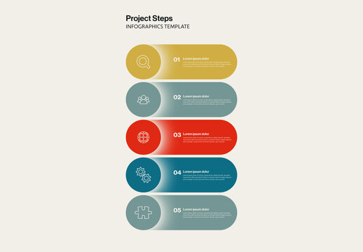 Project Steps Timeline Infographic Template with 5 Vertical Menu Options