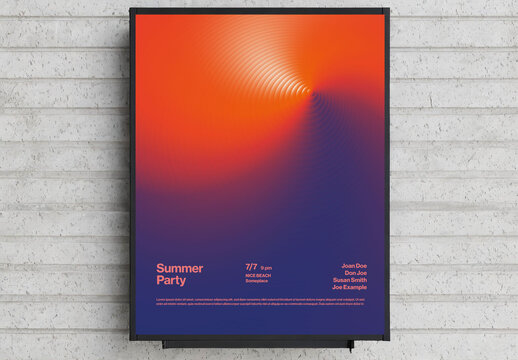 Summer Party Poster Template with Psychadelic Gradient Circles