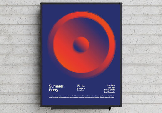 Summer Party and Music Festival Poster Template with Abstract Speaker Illustration