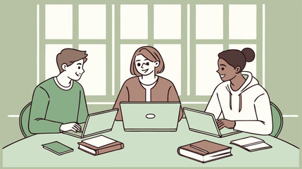 Diverse Students Studying Together in a Library 2