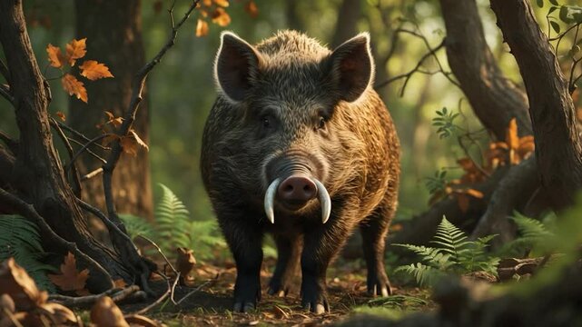 Breathtaking video showcasing a wild boar.