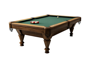 Classic wooden pool table isolated on transparent background