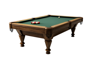 Classic wooden pool table isolated on transparent background