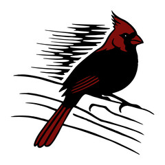 Realistic Cardinal Silhouette Vector Illustration