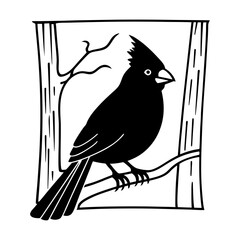 Detailed Cardinal Bird Art Vector Illustration