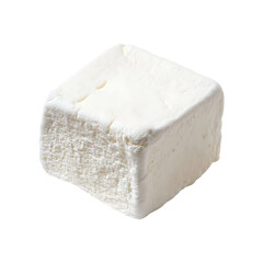 Single marshmallow cube isolated on transparent background